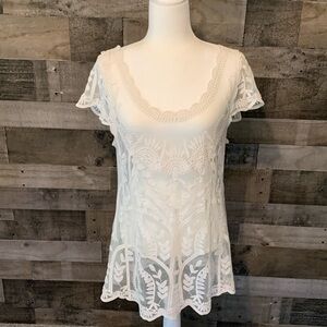 Capri Lace Boho Top with cap sleeves